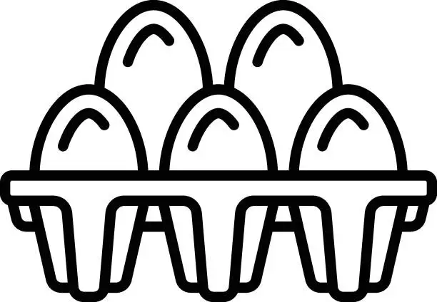 Vector illustration of Filled egg carton of 5 vector line icon design, Bakery and Breadsmith symbol, Cuisine Maestro sign, food connoisseur stock illustration, Whole Egg Tray concept