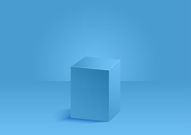 istock rectangle podium in the room, blue color, vector geometric platform illustration for product display presentation. 1495102072