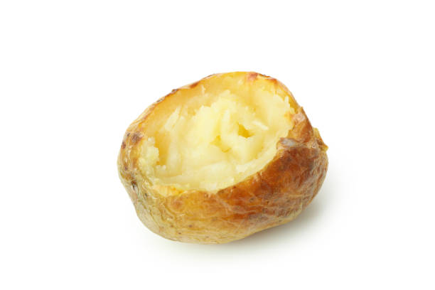 Tasty baked potato isolated on white background.