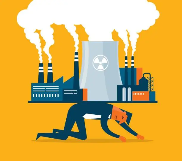 Vector illustration of Warming and environmental contamination