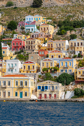 Houses on the shore on the Greek island of Symi.