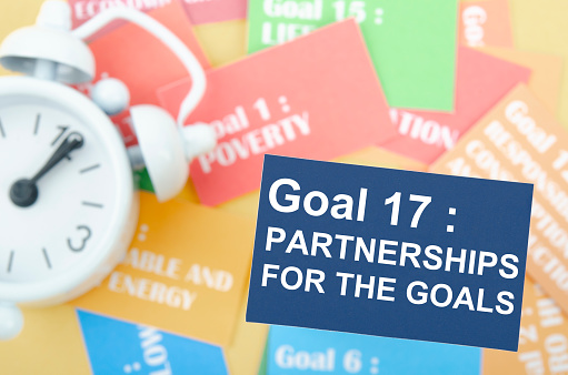 Goal 17 : Partnerships for the Goals. The SDGs 17 development goals environment. Environment Development concepts.