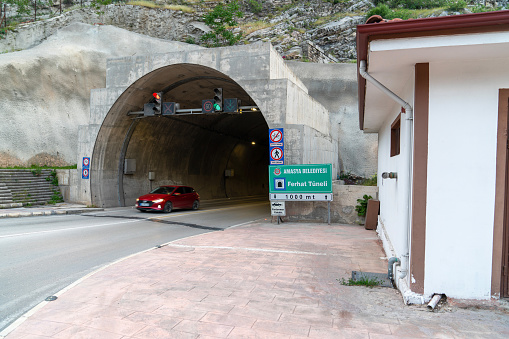 Amasya, Turkey - May 20 2023: Ferhat Tunnel (Ferhat Tüneli in turkish)