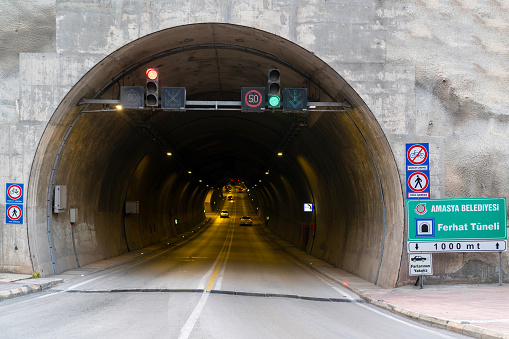 Amasya, Turkey - May 20 2023: Ferhat Tunnel (Ferhat Tüneli in turkish)