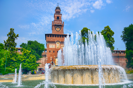 Fontana di Piazza Castello in Milan, Italy