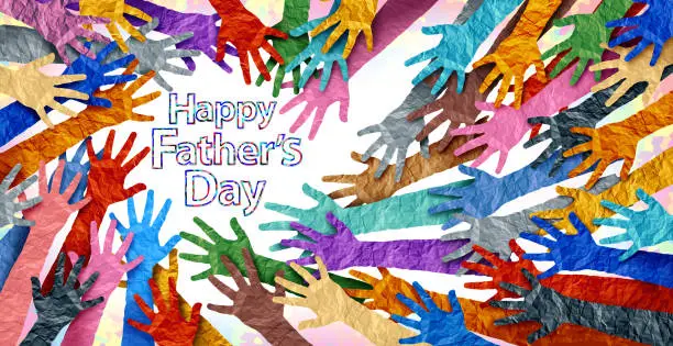 Fathers Day holiday as a celebration and paternal symbol for dad or daddy honoring papa as a global diverse parenthood and world parent celebrating fatherhood parenting.