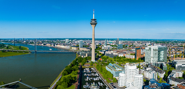 Skyline of Düsseldorf during spring