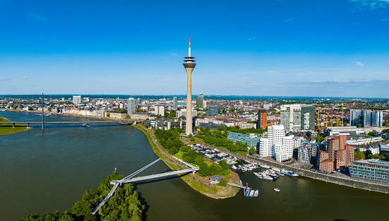 Skyline of Düsseldorf during spring