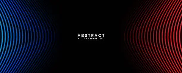 Vector illustration of 3D blue red techno abstract background overlap layer on dark space with colorful circle stripes effect decoration. Modern graphic design element line style concept for banner, flyer, card, or brochure cover