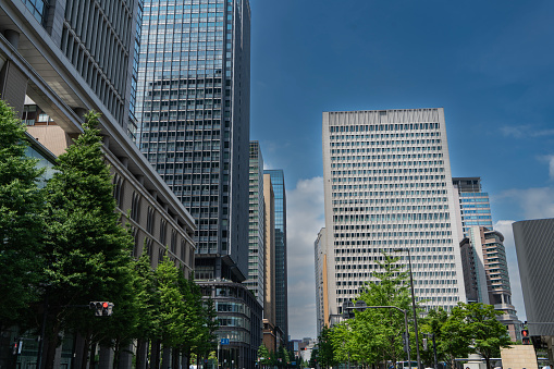 Road among High-rise Building in Marunouchi, Tokyo