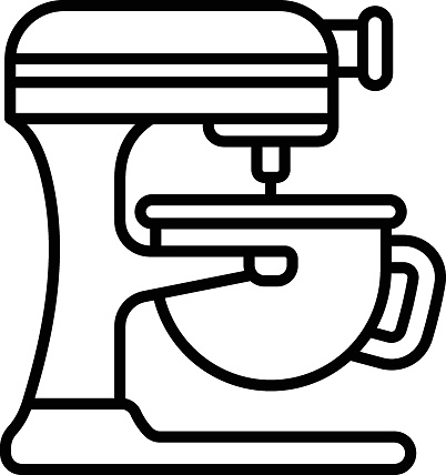 Top Chef Stand  Steel Stainless Cake Mixing vector line icon design, Bakery and Baked Good symbol Cuisine Maestro sign food connoisseur stock illustration, Bakery dough mixer concept