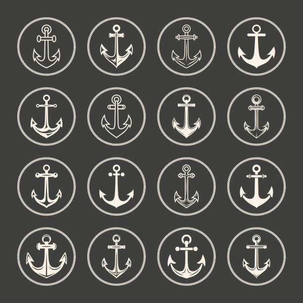 Vector Anchors. Anchor Silhouette Icon Set. Black and White Anchor with Outline. Anchor Design Template Collection. Vector Illustrtion Vector Anchors. Anchor Silhouette Icon Set. Black and White Anchor with Outline. Anchor Design Template Collection. Vector Illustrtion. anchor chain stock illustrations
