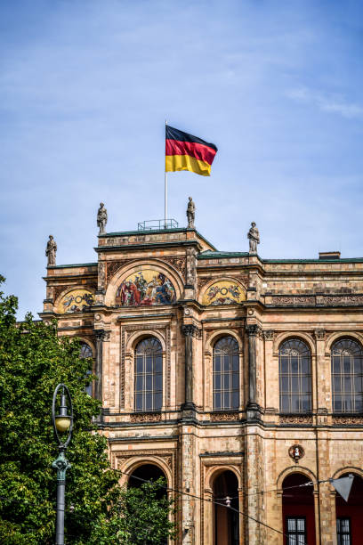 Flag Waving On Maximilianeum In Munich, Germany
