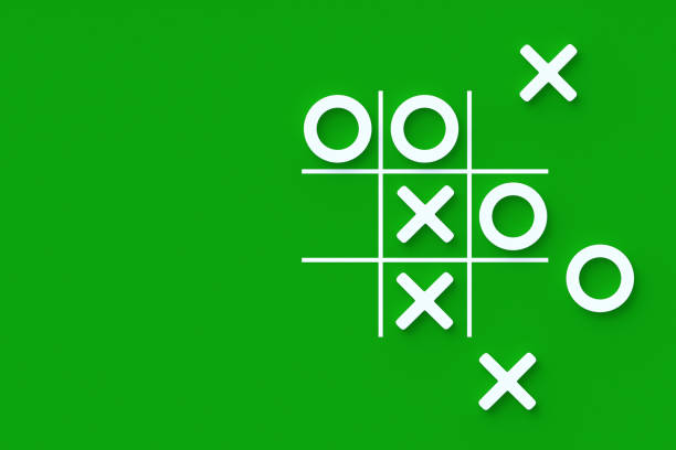 istock Tic tac toe game on green background. Funny leisure. Top view. Copy space. 3d render 1495125545
