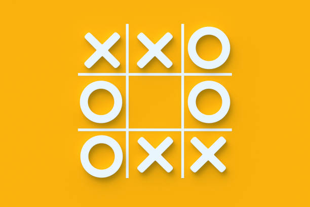 istock Tic tac toe game on orange background. Funny leisure. Top view. 3d render 1495125554