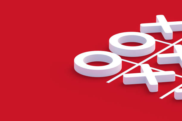 istock Tic tac toe game on red background. Funny leisure. Copy space. 3d render 1495125574