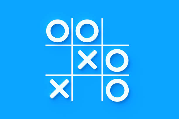 istock Tic tac toe game on blue background. Funny leisure. Top view. 3d render 1495125597