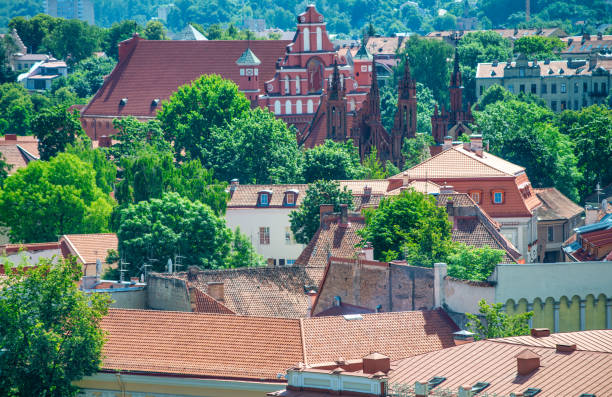 Vilnius cityscape aerial view on a sunny summer day, Lithuania.