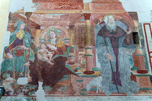 Fresco from the 16th century on the facade of the church of San Rocco in Belluno