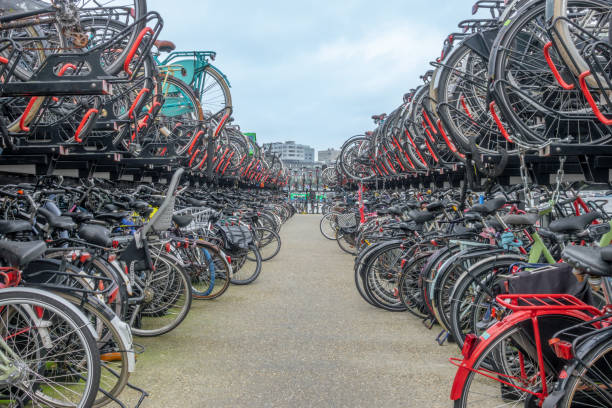 istock Two-Level Bicycle Parking at Amsterdam Central Station 1495130615