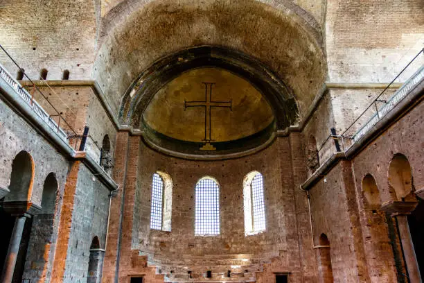 Interior of the Hagia Irene or Hagia Eirene, Saint Irene church, Istanbul, Turkey, Europe