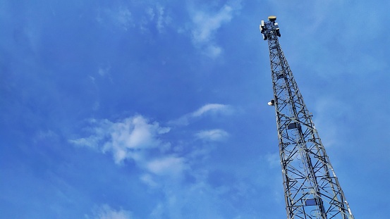photo of network satellite tower and clear blue sky