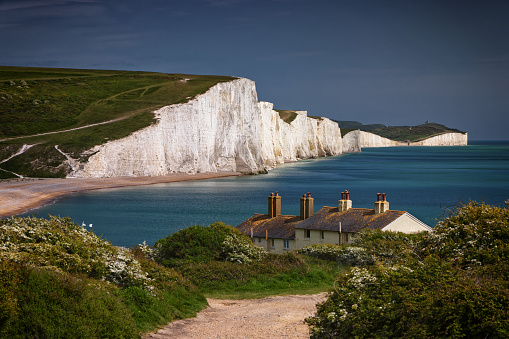 The Chalky White Cliffs of Dover in Kent, England