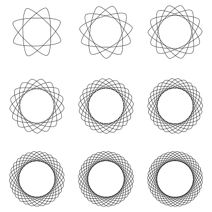 Set of circular and radial, radiating, concentric, radial and radiating lines. Circular, concentric and radial lines, vector illustration.
