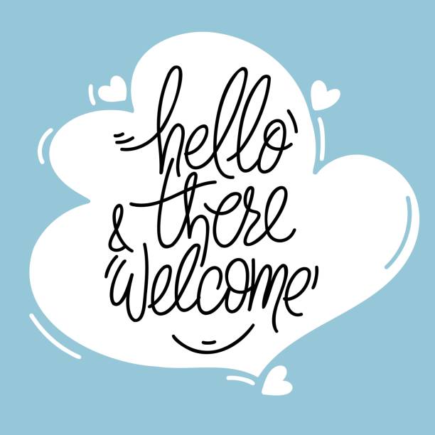 istock Hand drawn typography poster. Hello there and welcome phrase. Design for greeting cards, posters, prints or home decorations. Modern calligraphy. Vector illustration. 1495134188