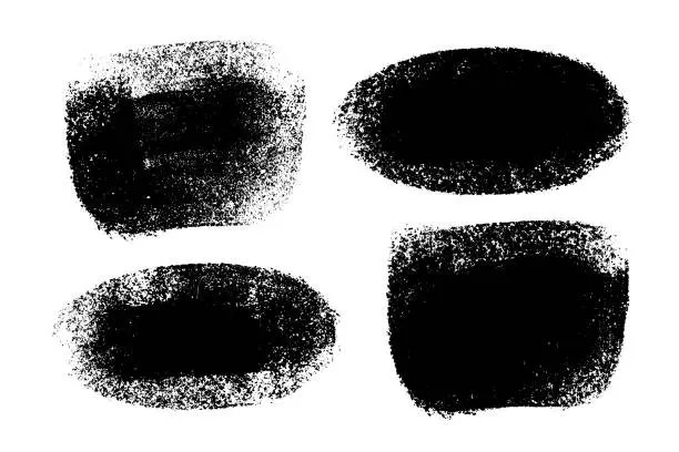 Vector illustration of Vector set of hand drawn brush strokes, stains for backdrops. Monochrome design elements set. One color monochrome artistic hand drawn backgrounds.