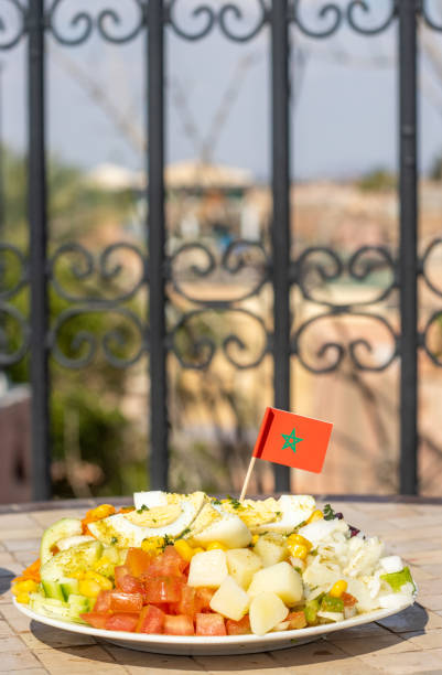 istock Terrace Salad with Cocktail Flag in Marrakesh, Morocco 1495134491