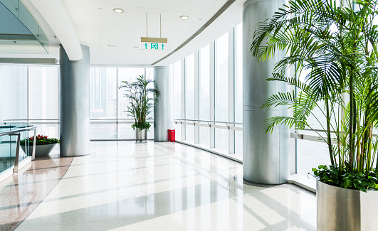 Empty corridor in modern office building