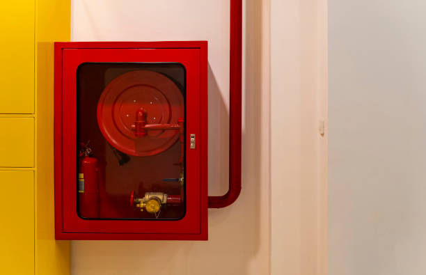 istock Fire hose cabinet on the wall 1495143487