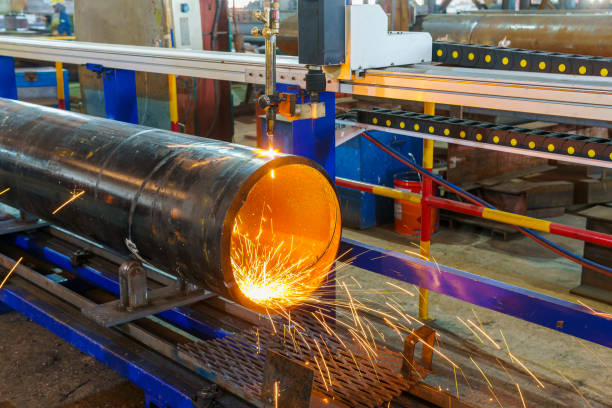 istock CNC Plasma Cutting, Cutting Pipe Carbon With CNC Plasma Cutting Machine. 1495143504