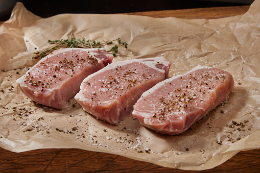 Seasoning Raw Boneless Pork Loin Chops