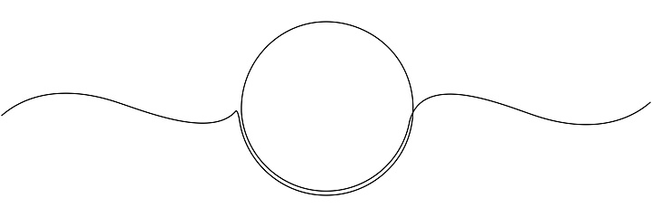 Circle continuous one line drawn. Abstract round frame linear symbol. Vector illustration isolated on white.