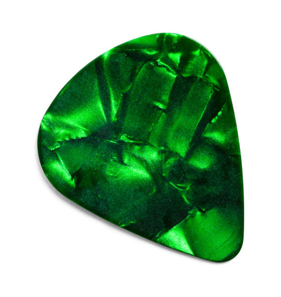 Green Guitar Pick Green Pearl Guitar Pick Cut Out on White. plectrum stock pictures, royalty-free photos & images
