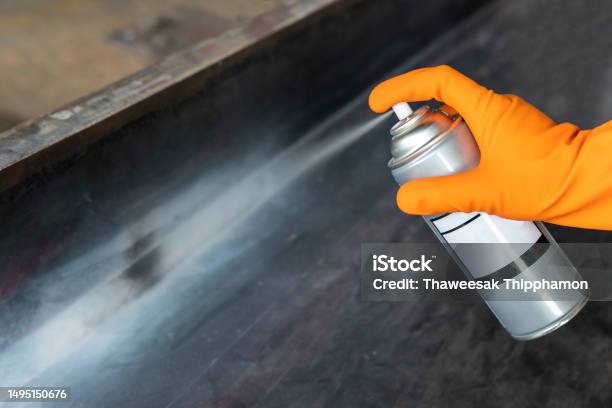 Penetrant Developer Example Developer Spray Into The Welded With Process Penetrant Testing Stock ...