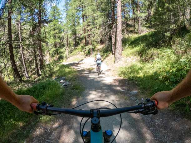istock POV from mountain bikers on dirt trail in a pine forest 1495150867