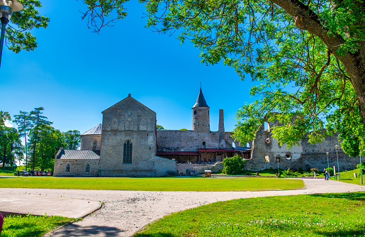 Haapsalu, Estonia - July 5, 2017: Ruins of Haapsalu Episcopal Castle.
