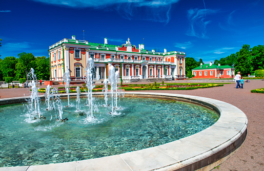Tallinn, Estonia - July 15, 2017: Kadriorg palace and gardens in summer.