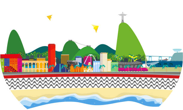 rio de janeiro, brazylia - gavea mountain stock illustrations