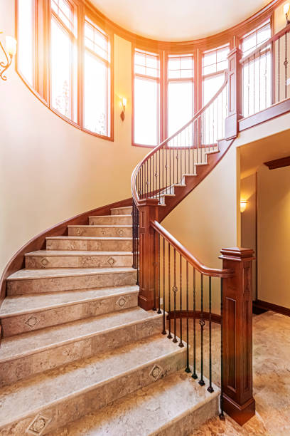 istock Curved Staircase Beneath Brilliant Natural Light 1495163745