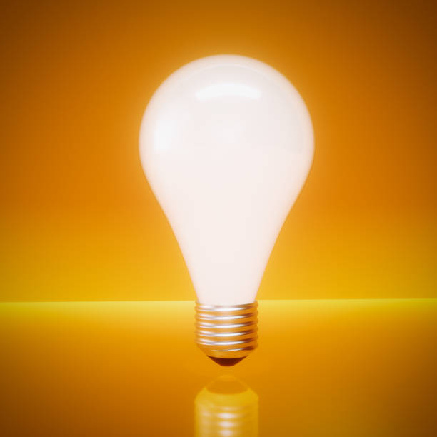 istock 3D Render of Light Bulb on Orange Yellow Background 1495173129