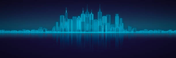 istock 3D Render of Panoramic Futuristic City Concept 1495173698