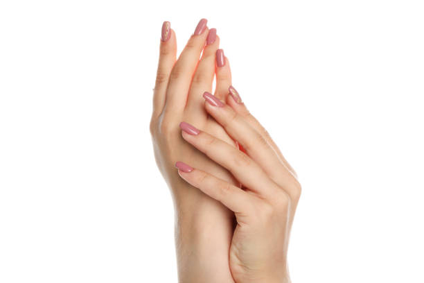 istock Beautiful female hands isolated on white background 1495173764