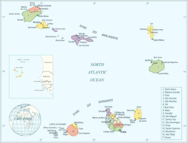 Vector illustration of Cape Verde map - highly detailed vector illustration