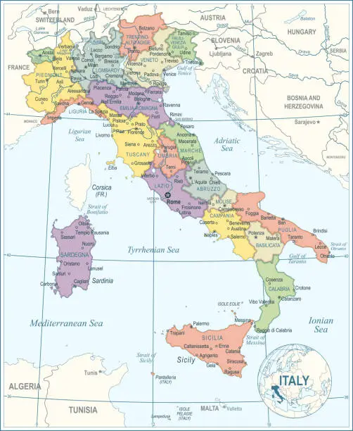 Vector illustration of Italy Map - highly detailed vector illustration