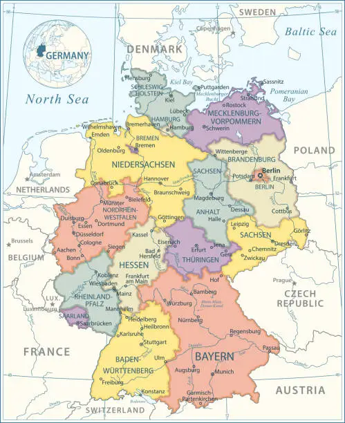 Vector illustration of Germany Map - highly detailed vector illustration