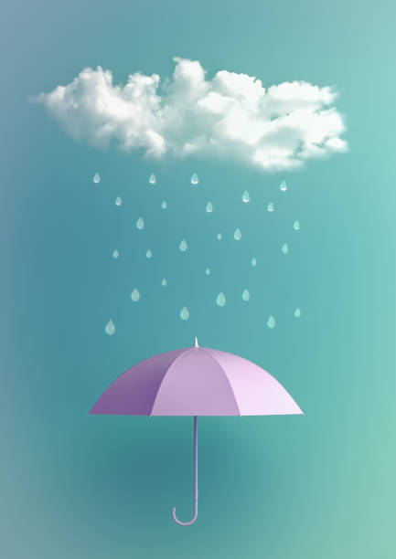 istock 3D Render of Rain Drops Falling on Umbrella 1495174254